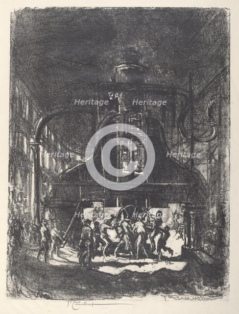 Forging Shells, The Slaves of the Wheel, 1917. Creator: Joseph Pennell.