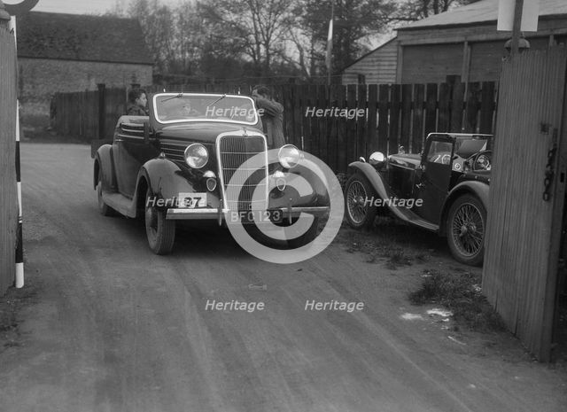 Ford V8 drophead and MG PA at a motoring trial, 1930s. Artist: Bill Brunell.