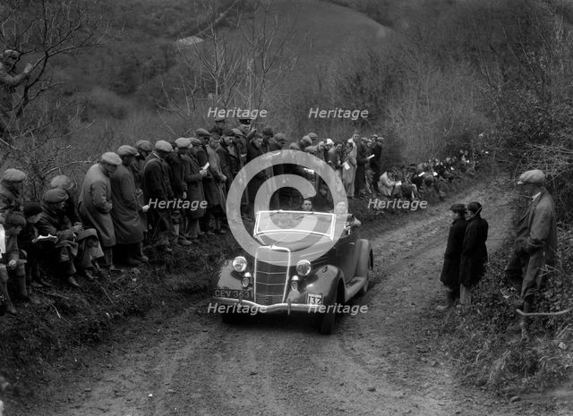 Ford V8 of CAH Cann competing in the MCC Lands End Trial, 1935. Artist: Bill Brunell.