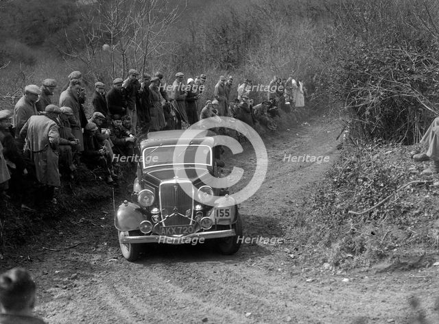 Ford V8 of Major DEM Douglas-Morris competing in the MCC Lands End Trial, 1935. Artist: Bill Brunell.