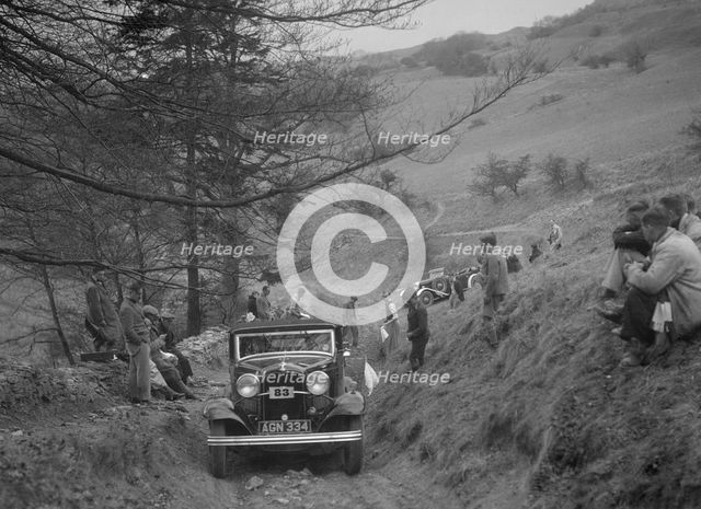 Ford V8 of Miss V Wild competing in the MG Car Club Abingdon Trial/Rally, 1939. Artist: Bill Brunell.