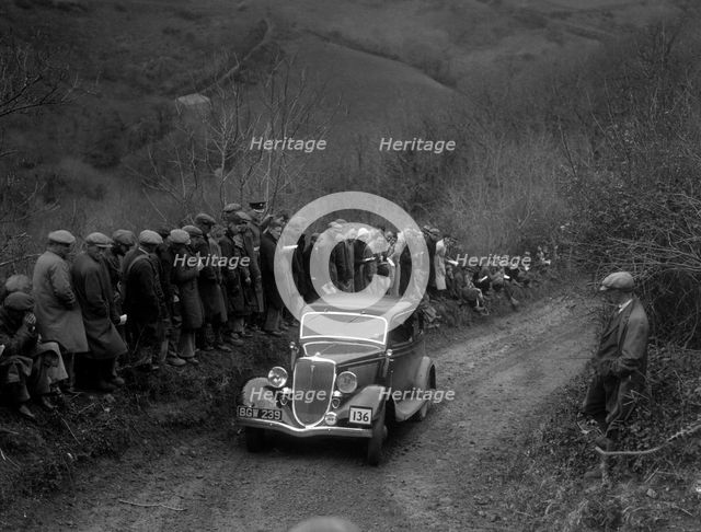 Ford V8 of RG Percival competing in the MCC Lands End Trial, 1935. Artist: Bill Brunell.