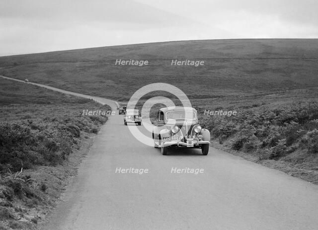 Ford V8s of Viscount Chetwynd and J Whalley competing at the MCC Torquay Rally, July 1937. Artist: Bill Brunell.