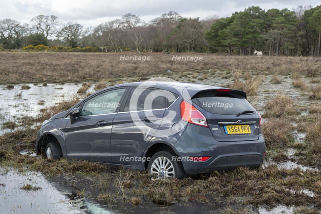 Ford Fiesta accident in New Forest, 2020. Creator: Tim Woodcock.