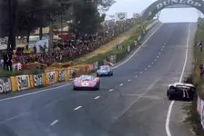 Ford GT40 leading Alpine A210 Renault, Le Mans 24 Hours, France, 1967