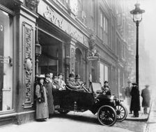 Ford Model T leaving showroom circa 1911. Creator: Unknown