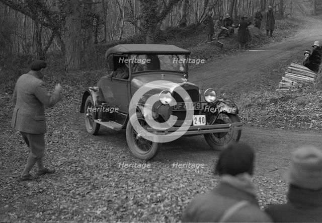 Ford Model A 2-seater of AJ Midgely competing in the Sunbeam Motor Car Club Bognor Trial, 1929. Artist: Bill Brunell.