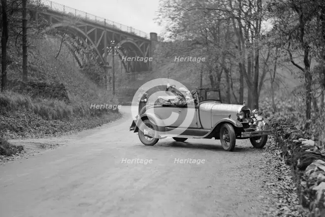 Ford Model A of CM Needham competing in the MCC Sporting Trial, 1930. Artist: Bill Brunell.