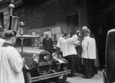Ford Model A at a motor vehicle blessing ceremony. Artist: Bill Brunell