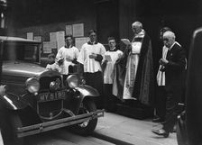 Ford Model A at a motor vehicle blessing ceremony. Artist: Bill Brunell