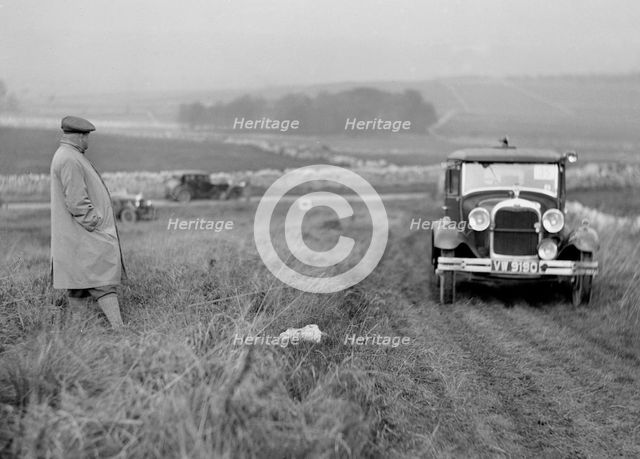 Ford Model A saloon of JW Austin competing in the MCC Sporting Trial, 1930. Artist: Bill Brunell.