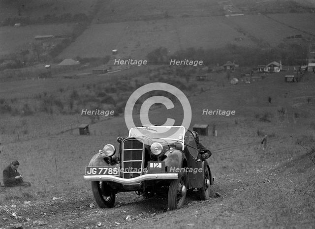 Ford Model C Ten competing in the London Motor Club Coventry Cup Trial, Knatts Hill, Kent, 1938. Artist: Bill Brunell.