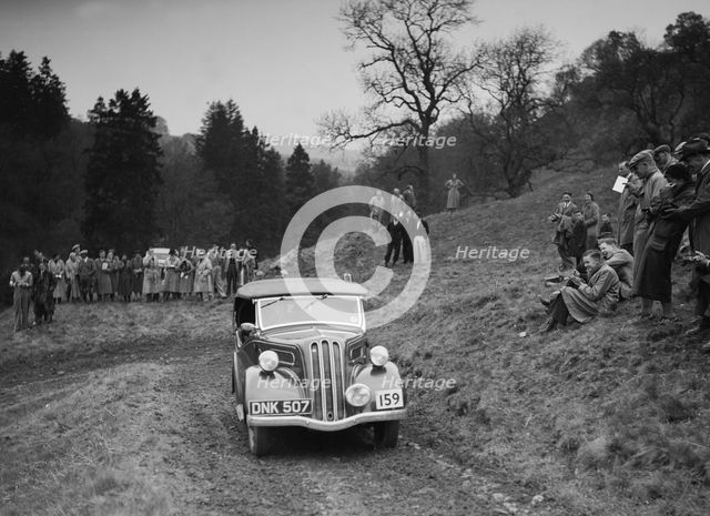 Ford Model C Ten of J Whalley competing in the MCC Edinburgh Trial, Roxburghshire, Scotland, 1938. Artist: Bill Brunell.