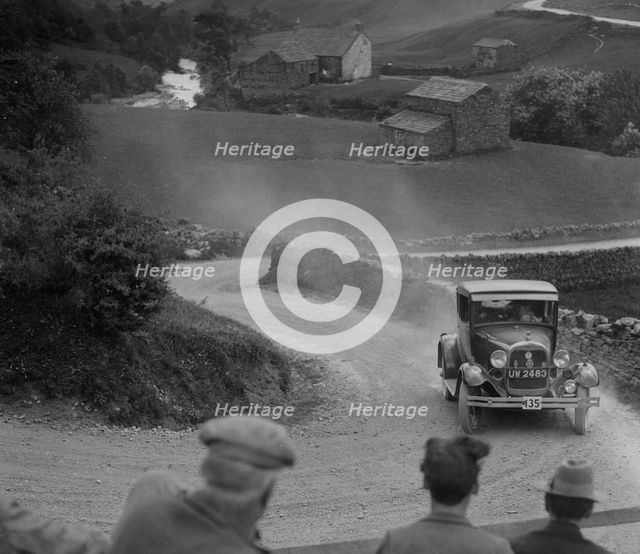 Ford of GM Denton competing in the MCC Edinburgh Trial, 1930. Artist: Bill Brunell.