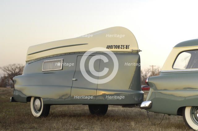 Ford Ranch wagon with kom pack trailer 1952. Artist: Simon Clay.