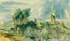 Ford Road and Rope Walk Showing the Windmill, near Folkestone 1947. Creator: John Constable
