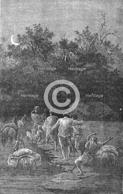 'Fording the Bakhoy; Journey from the Senegal to the Niger', 1875. Creator: Unknown.