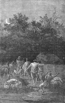 Fording the Bakhoy; Journey from the Senegal to the Niger 1875. Creator: Unknown