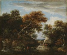 Fording the river, c1670s. Creator: Jacob van Ruisdael