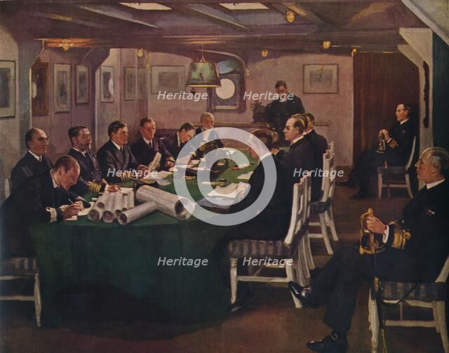 'Fore-Cabin, H.M.S. Queen Elizabeth, Rosyth, 16 November, 1918, (1935). Artist: Sir John Lavery.