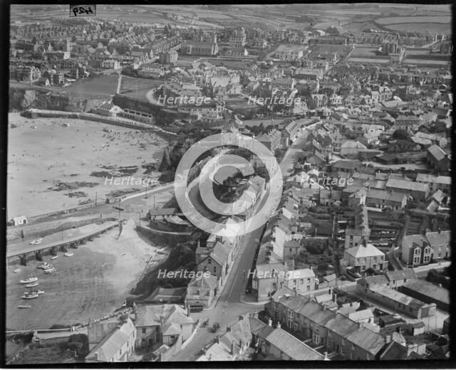 Fore Street and Towan Sands, Newquay, Cornwall, c1930s. Creator: Arthur William Hobart.