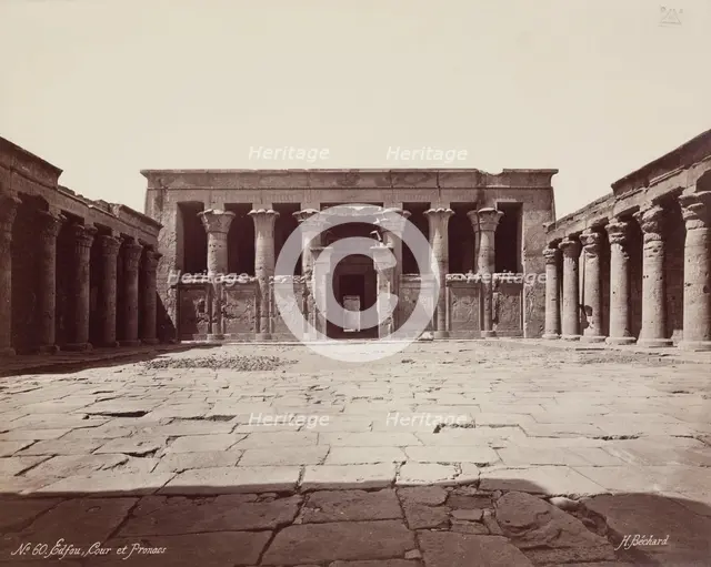 Forecourt of the Temple of Edfu, late 19th century. Creator: Henri Bechard.