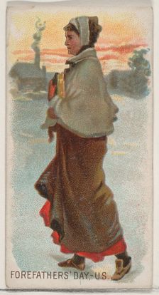 Forefathers Day, United States, from the Holidays series (N80) for Duke brand cigarettes,..., 1890. Creator: George S. Harris & Sons