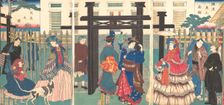 Foreign Business Establishment in Yokohama , 1861. Creator: Sadahide Utagawa