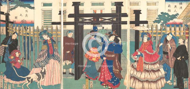 Foreign Business Establishment in Yokohama , 1861. Creator: Sadahide Utagawa.