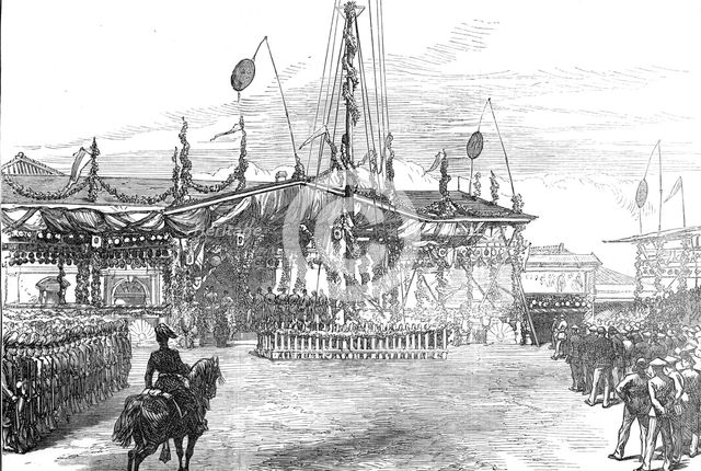 Foreign residents presenting an address to the Mikado at Yokohama, 1872. Creator: Unknown.
