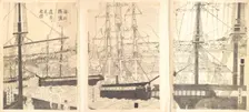 Foreign Ships Offshore at Yokohama, 19th century. Creator: Sadahide Utagawa