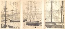 Foreign Ships Offshore at Yokohama, 19th century. Creator: Sadahide Utagawa