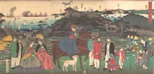 Foreigners Visiting the Famous Site of Mt. Gongen in Kanagawa, 2nd month, 1861. Creator: Yoshikazu