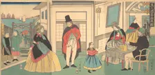 Foreigners Enjoying a Banquet, 2nd month, 1862. Creator: Yoshikazu