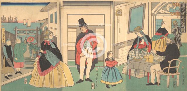 Foreigners Enjoying a Banquet, 2nd month, 1862. Creator: Yoshikazu.