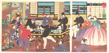 Foreigners Enjoying a Party, 1st month, 1861. Creator: Utagawa Yoshitora