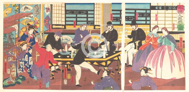 Foreigners Enjoying a Party, 1st month, 1861. Creator: Utagawa Yoshitora.