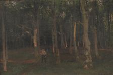 Forest at sunset, 1889. Creator: Hans Smidth