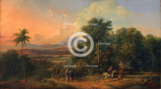 Forest and Native House, 1860. Creator: Raden Saleh.