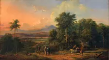 Forest and Native House, 1860. Creator: Raden Saleh