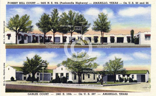 Forest Hill Courts and Gables Court motels, Amarillo, Texas, USA, 1946. Artist: Unknown