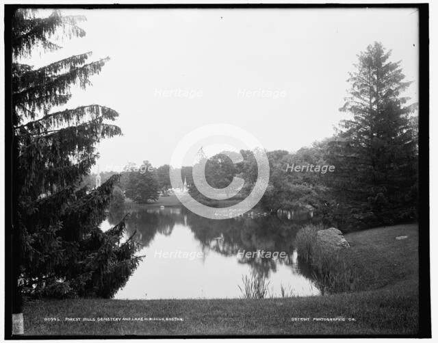 Forest Hills Cemetery and Lake Hibiscus, Boston, between 1890 and 1901. Creator: Unknown.