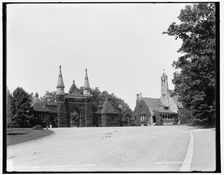 Forest Hills Cemetery, Boston, main entrance, between 1890 and 1901. Creator: Unknown