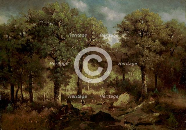 Forest Interior at Fontainebleau; Inside the Forest from Fontainebleau, 1855. Creator: Narcisse Virgile Diaz de la Pena.