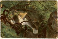 Forest Interior with a Waterfall, Papigno, 1825/1830. Creator: André Giroux