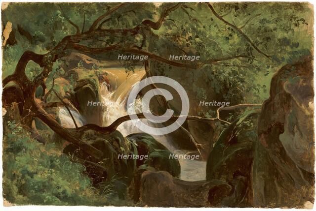 Forest Interior with a Waterfall, Papigno, 1825/1830. Creator: André Giroux.