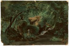 Forest Interior with a Painter, Civita Castellana, 1825/1830. Creator: André Giroux