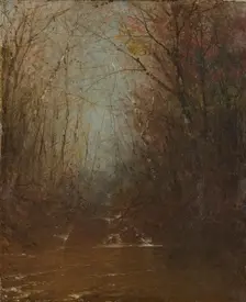 Forest Interior with Stream, ca. 1860-1870. Creator: John Frederick Kensett