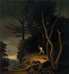 Forest landscape with a hunter, 1928. Creator: Sedlacek, Franz (1891-1945)