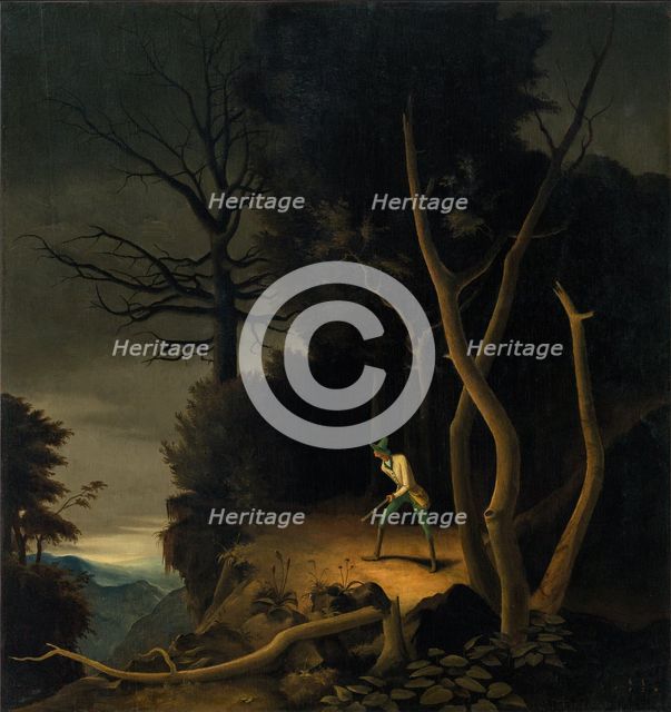 Forest landscape with a hunter, 1928. Creator: Sedlacek, Franz (1891-1945).